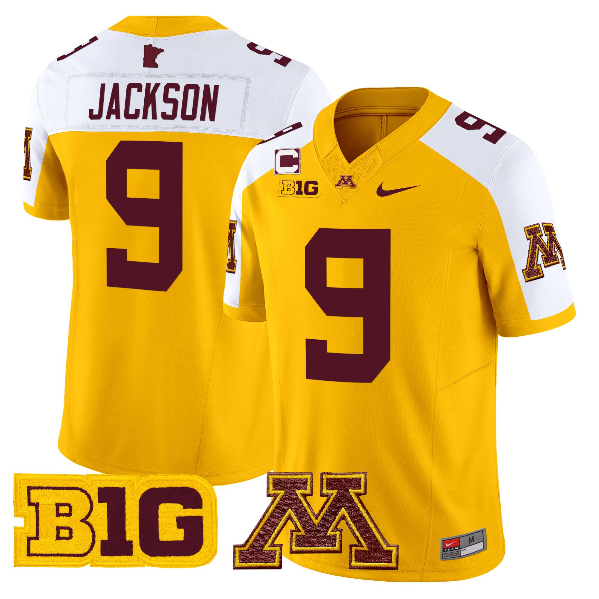 Men Minnesota Golden Gophers #9 Jackson Yellow Nike 2024 Vapor Limited NCAA Jersey
